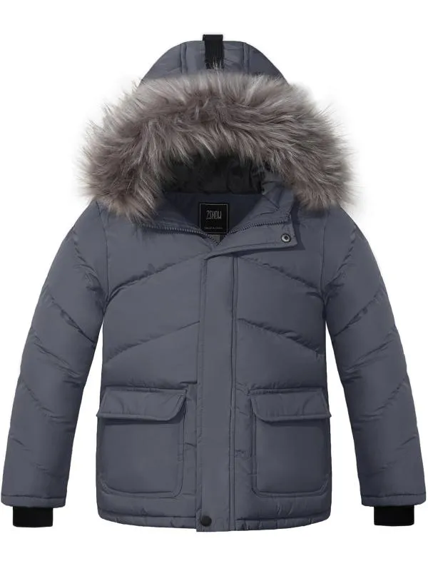 ZSHOW Boy's Hooded Puffer Jacket Thick Padded Winter Coat Windproof Parka