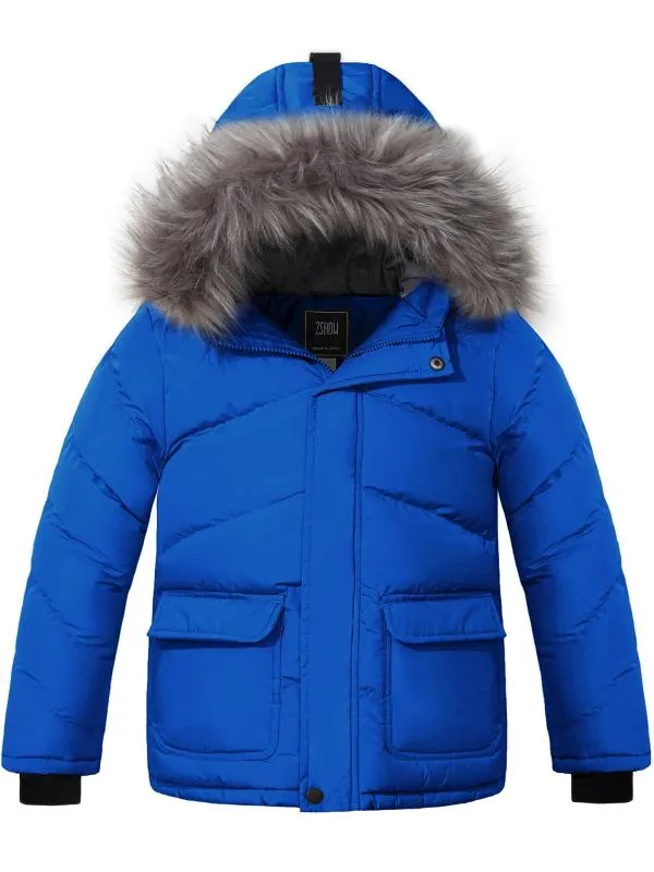 ZSHOW Boy's Hooded Puffer Jacket Thick Padded Winter Coat Windproof Parka